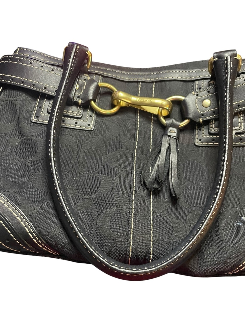 Coach Black Signature C Jacquard Handbag & Matching Wallet Set - Picture 8 of 17